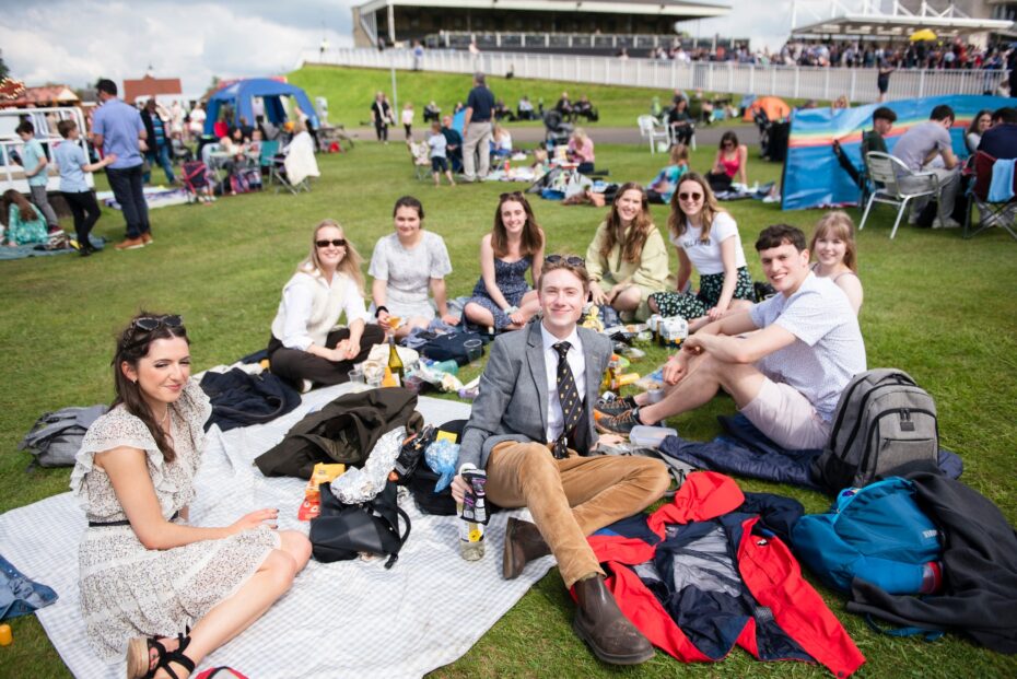 A group of picnickers at Newmarket Racecourse